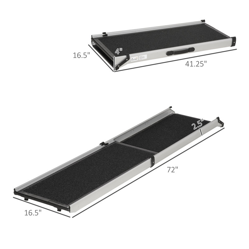 Tucker Murphy Pet Tucker Murphy Peta Portable Folding Pet Ramp Dog Ramp For Cars With One Carry Handle Non Slip Ramp For Dogs To Get Into A Car Secure Aluminum Side Rails Black